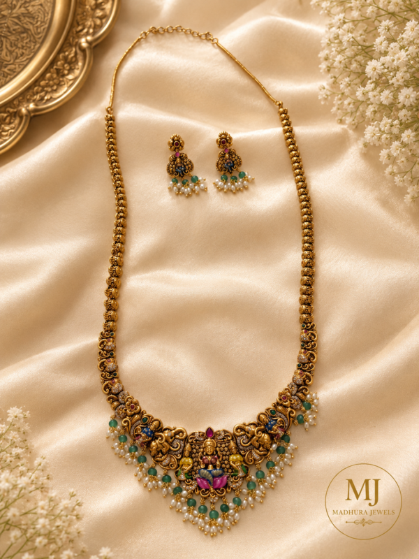 Lakshmi Temple Necklace Set – Multicolour