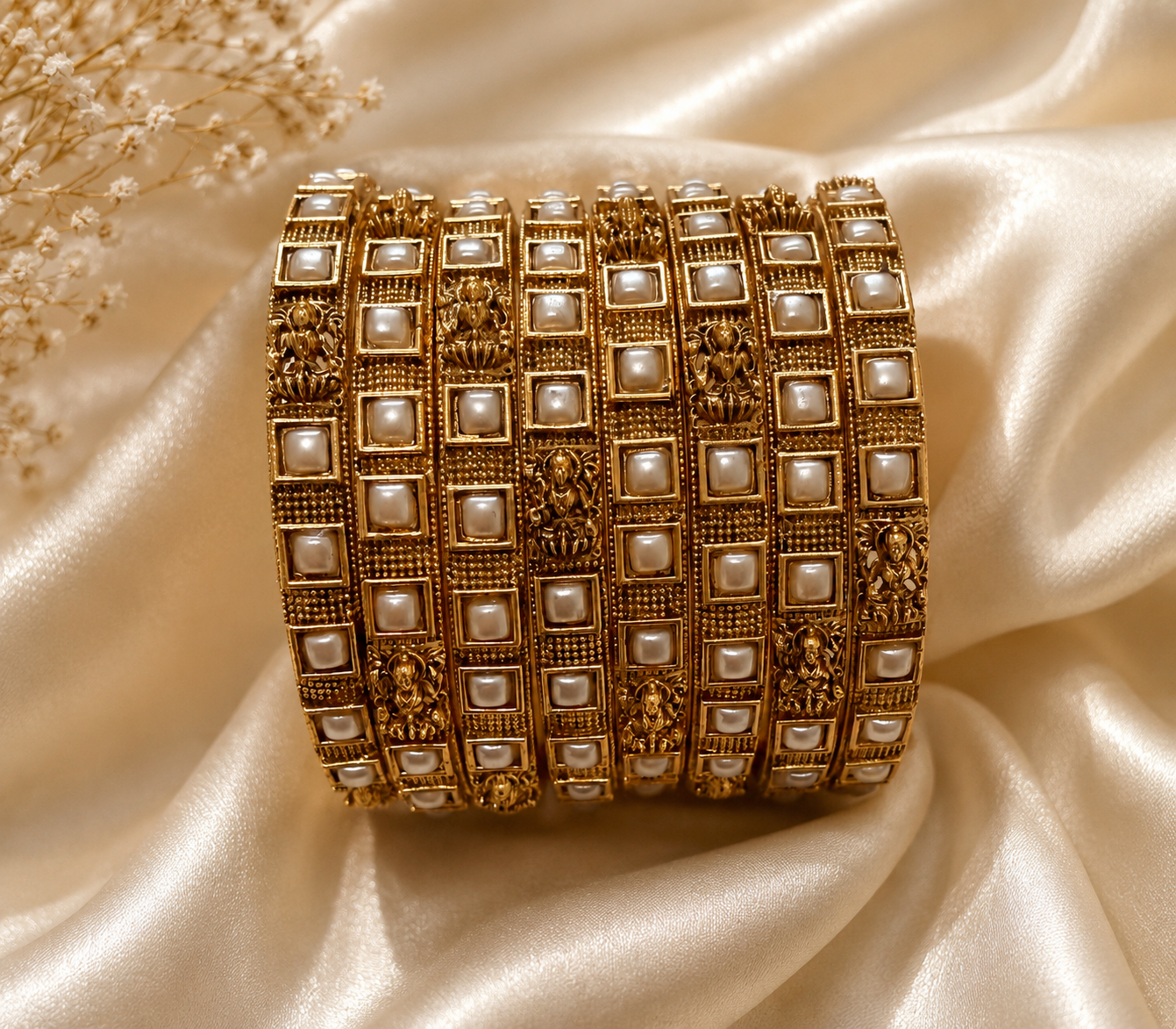 Pearl Square Temple Bangles