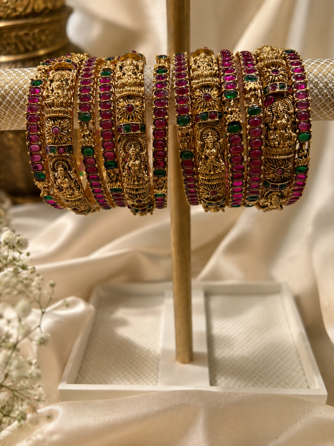 Ruby & Green Temple Bangle Set - Image 3