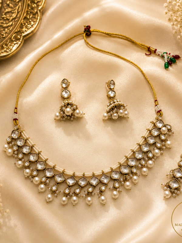 Oxidized Silver Pearl Necklace Set