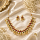 Pink & Green Kundan-Style Necklace Set