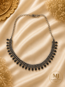 Oxidized Silver Beaded Leaf Necklace