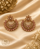Pink Floral Hoop Chandelier Earrings